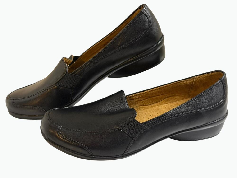 Natural Sole Carry On Casual Shoe, Black, Leather, Women's Size 10